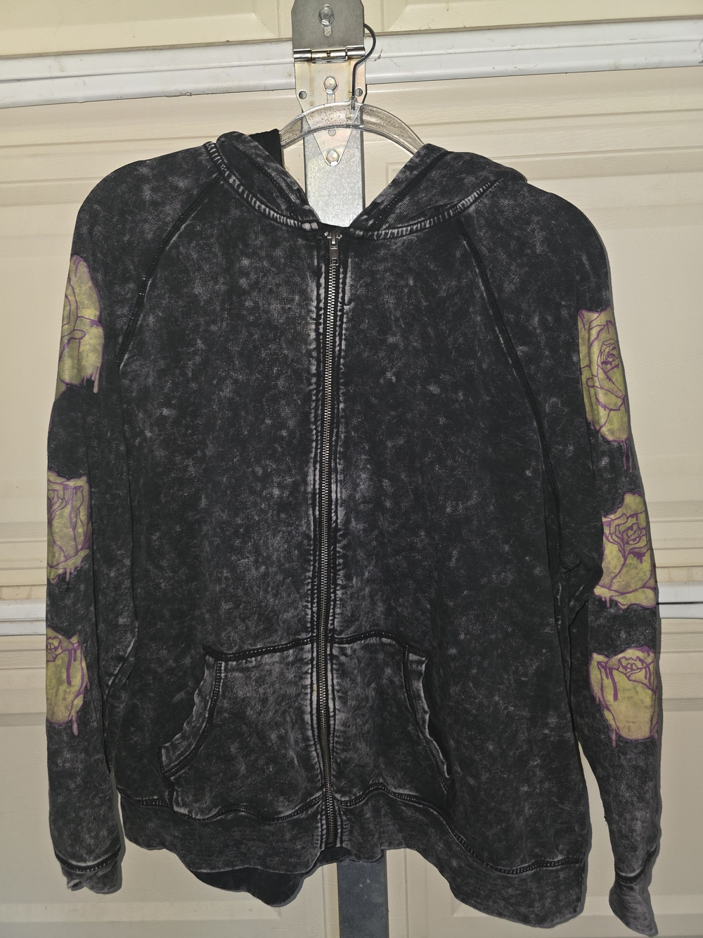 Lovesick Black Distressed hooded Sweatshirt with Zipper